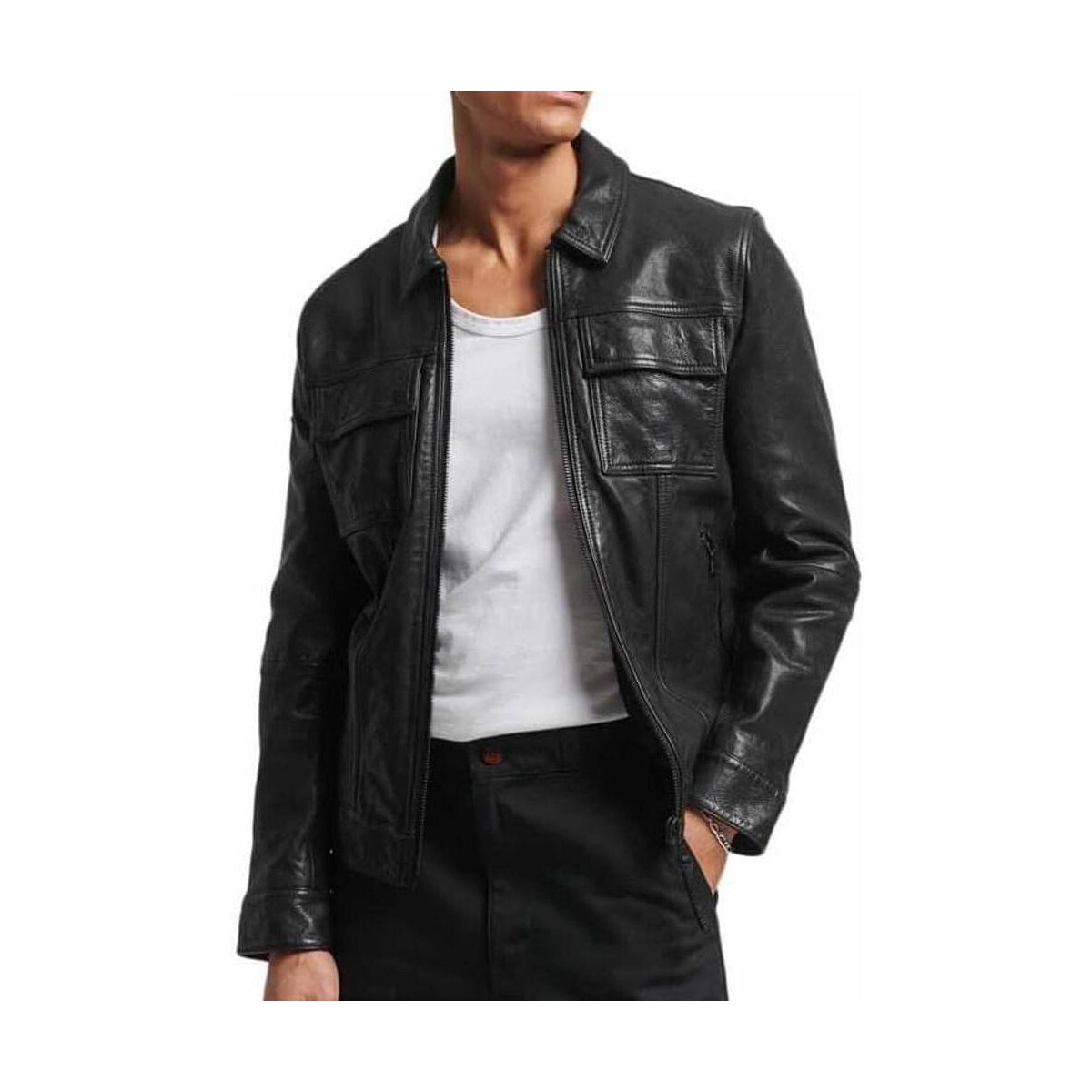 Kleidung Herren Lederjacken / Kunstlederjacken Superdry M5011639A Schwarz