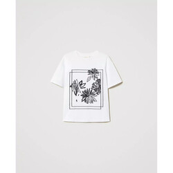 Kleidung Damen 3/4 & 7/8 Jeans Twin Set T-SHIRT CON RICAMO DI PAILLETTES Art. 251TE2130 Weiss