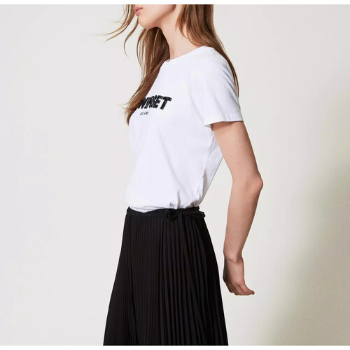 Twin Set T-SHIRT CON LOGO LETTERING RICAMATO Art. 251TP2070 Weiss