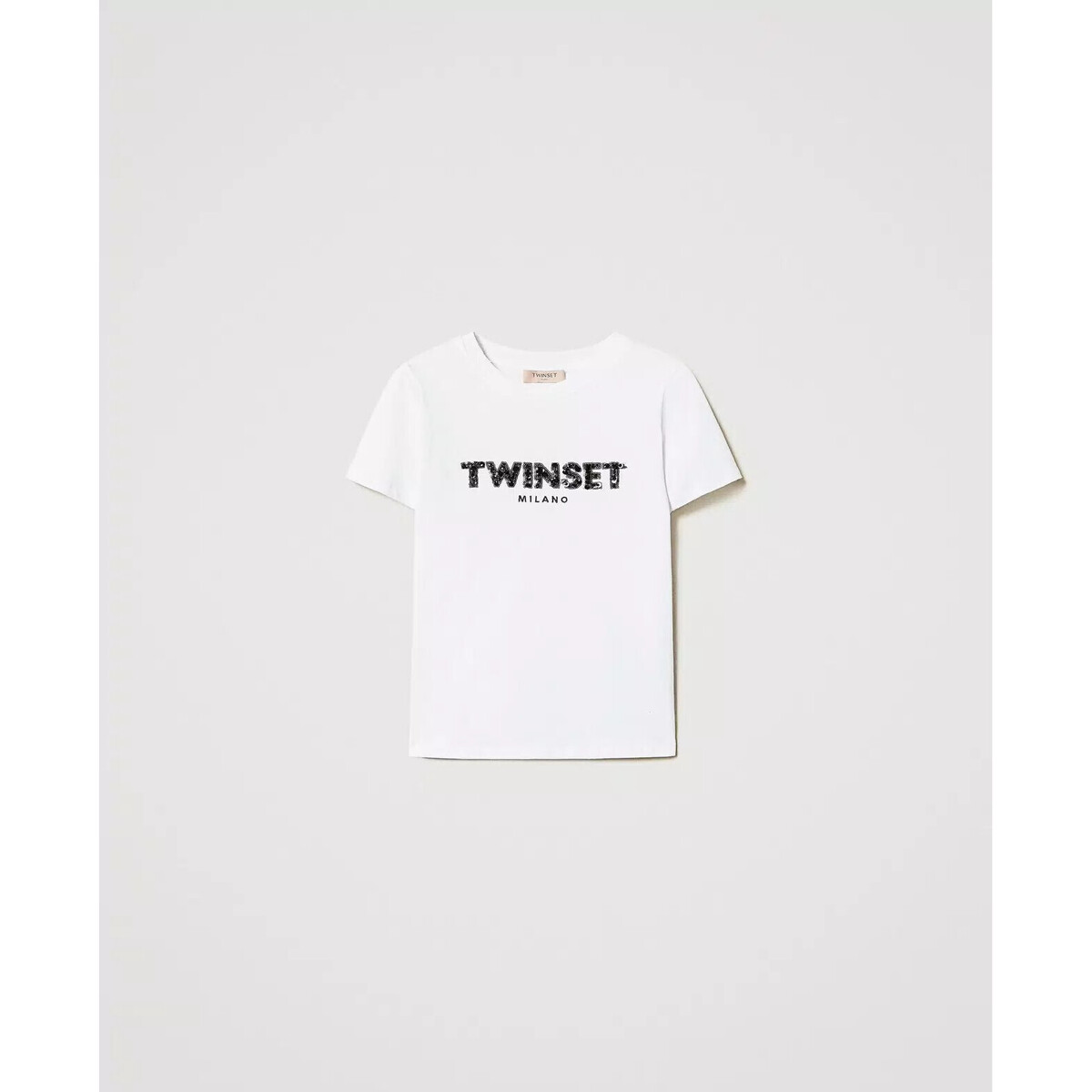 Kleidung Damen 3/4 & 7/8 Jeans Twin Set T-SHIRT CON LOGO LETTERING RICAMATO Art. 251TP2070 Weiss