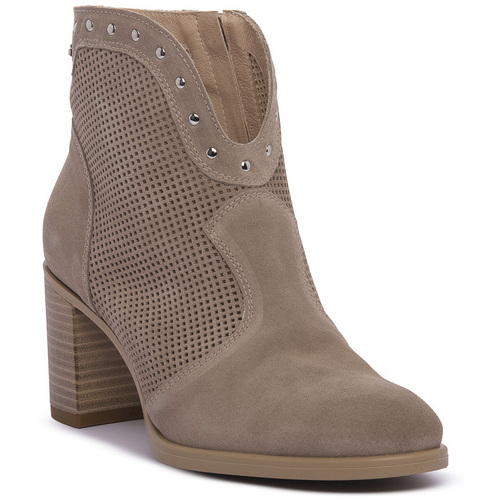 Schuhe Damen Ankle Boots NeroGiardini NERO GIARDINI 451 VELOUR CRETA Beige