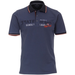Kleidung Herren T-Shirts & Poloshirts Casa Moda Poloshirt Polo Kurzarmshirt mit Print und Stickerei Blau