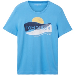 Kleidung Herren T-Shirts Tom Tailor T-Shirt Kurzarmshirt gepunktet mit Brusttasche Blau