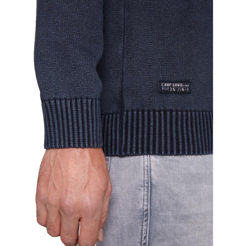 Camp David Pullover Strickpullover V-Neck Blau