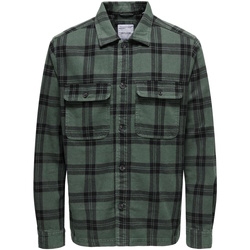 Kleidung Herren Langärmelige Hemden Only & Sons  Hemd OLIVER  Langarmhemd Grün