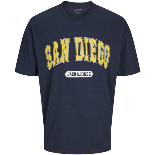 Kleidung Herren T-Shirts Jack & Jones T-Shirt BRADLEY VARSITY TEE Kurzarmshirt Blau