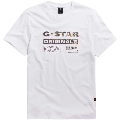 Kleidung Herren T-Shirts G-Star Raw T-Shirt DISTRESSED ORIGINALS SLIM Kurzarmshirt Weiss