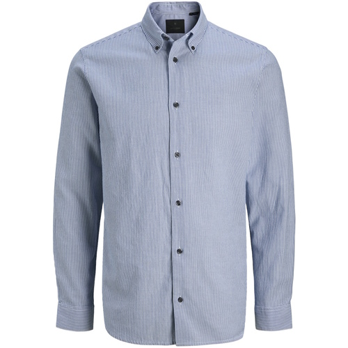 Kleidung Herren Langärmelige Hemden Jack & Jones Hemd BLALEWIS Langarmhemd Blau