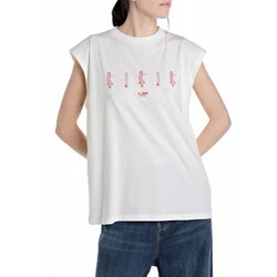 Kleidung Damen T-Shirts & Poloshirts Replay Aloha State rmelloses T-Shirt Weiss