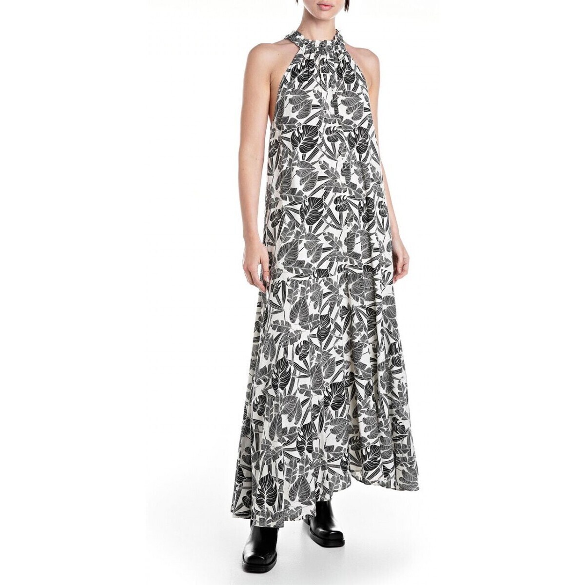 Kleidung Damen Maxikleider Replay Bedrucktes A-Linien-Kleid Multicolor