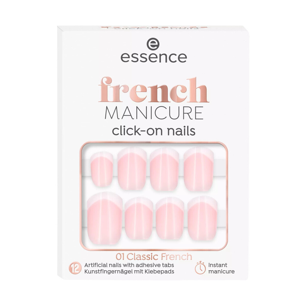 Beauty Damen Manuküre Set Essence Click-on French Manicure Kunstnägel - 01 Classic French Weiss