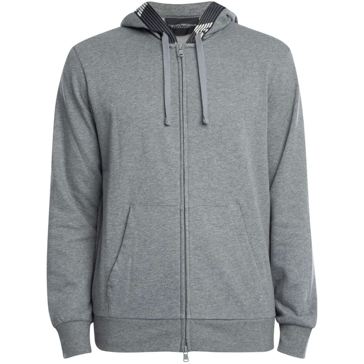 Kleidung Herren Pyjamas/ Nachthemden Emporio Armani Basic-Lounge-Hoodie aus Frottee mit Reißverschluss Grau