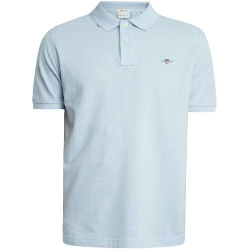 Kleidung Herren Polohemden Gant Reguläres Shield-Pique-Poloshirt Blau