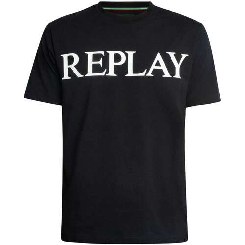 Kleidung Herren T-Shirts Replay T-Shirt mit Grafik von Big Brand Schwarz