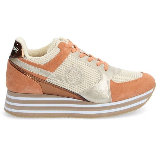 Schuhe Damen Sneaker Low No Name PARKO JOGGER W - MESH/SDE/NACRE - BLANC CASSE/MARRON CLAIR/GOLD Multicolor