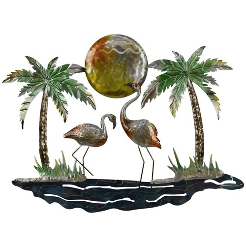 Home Statuetten und Figuren Signes Grimalt Wanddekoration Mit Flamingos Braun