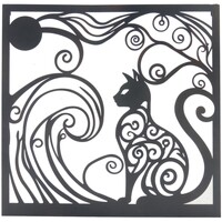 Home Statuetten und Figuren Signes Grimalt Katzen-Wandornament Schwarz