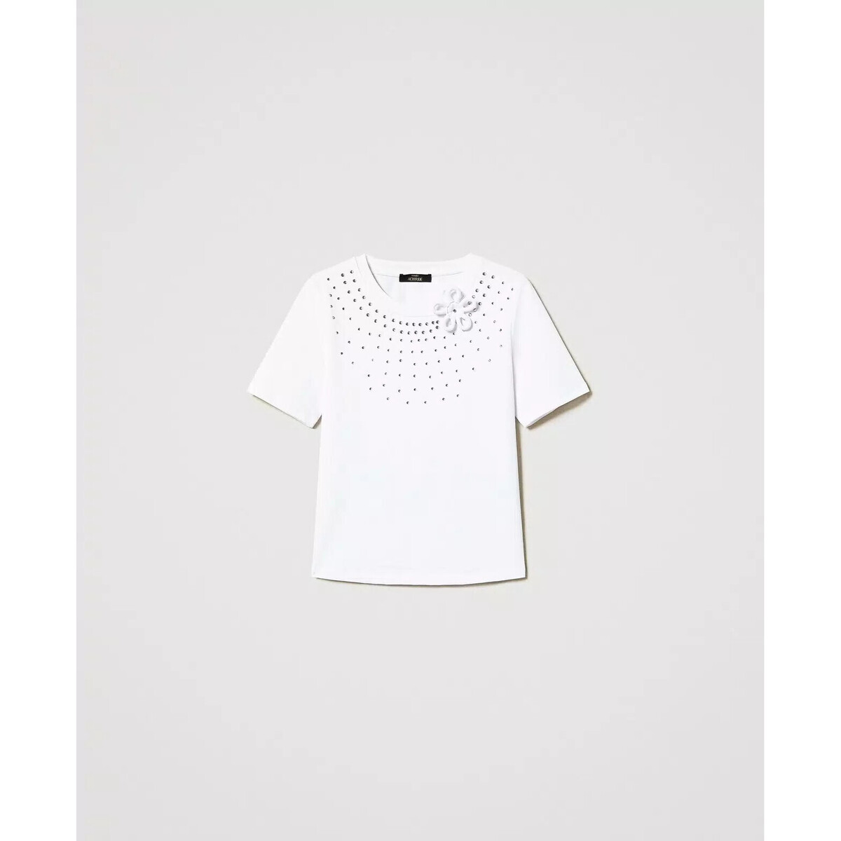 Kleidung Damen 3/4 & 7/8 Jeans Twin Set T-SHIRT REGULAR CON STRASS E FIORE Art. 251AP2570 