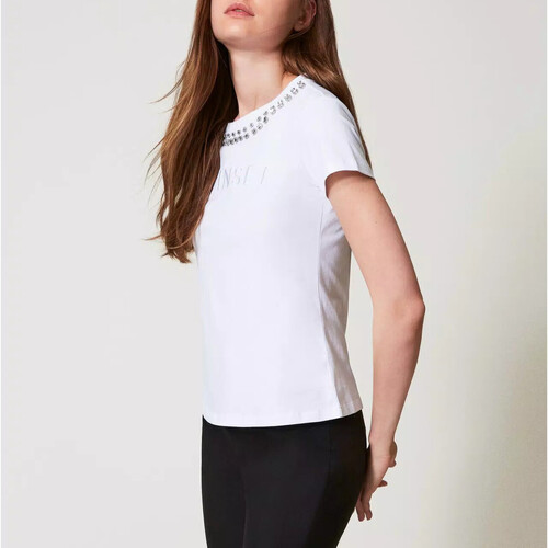 Twin Set T-SHIRT CON RICAMO A MANO E LOGO Art. 251AP2161 