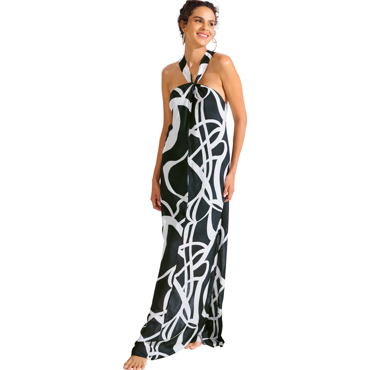 Kleidung Damen Kleider Lisca Langes Sommerkleid HONOLULU Schwarz