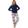 Kleidung Damen Pyjamas/ Nachthemden Lisca Pyjama Hose weit Top langarm Ocean Blau
