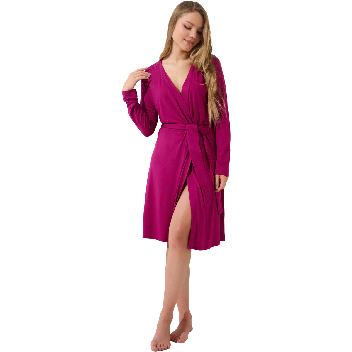 Kleidung Damen Pyjamas/ Nachthemden Lisca Negligé mit langen Ärmeln Evelyn Rosa
