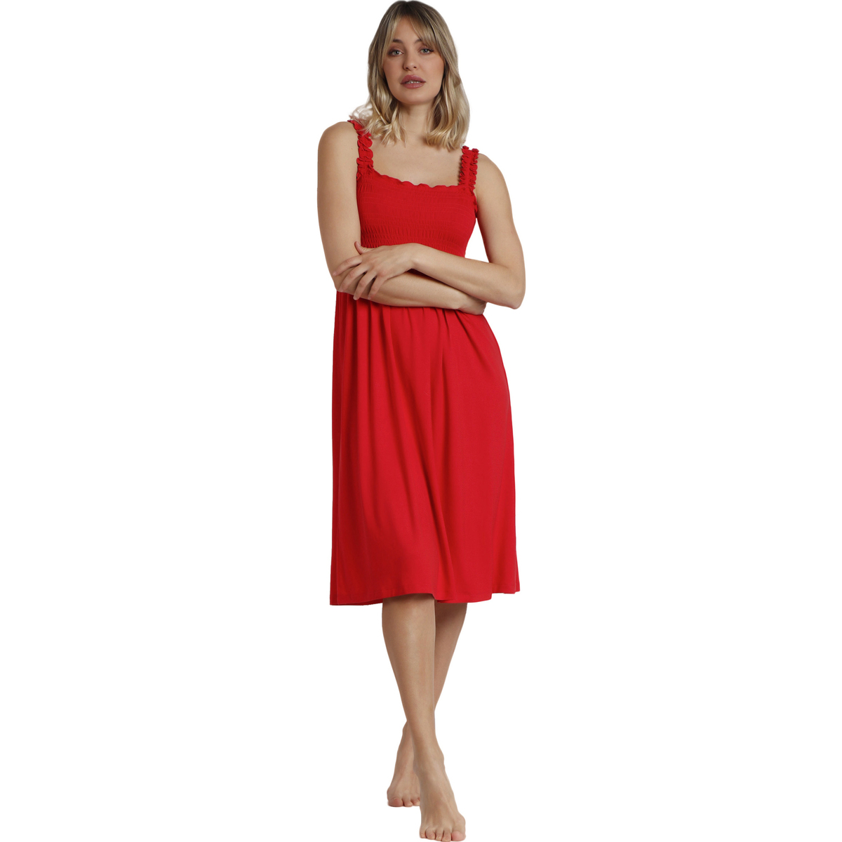Kleidung Damen Kleider Admas Mittellanges Sommerkleid Dolly Rot