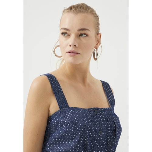 Just Like You Polka Dots Bluse mit breiten Trägern Blau