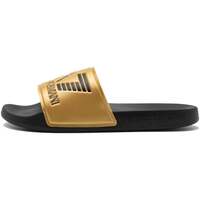 Schuhe Herren Pantoletten Ea7 Emporio Armani Visibility Logo Slides Shiny Gold/Black Gold