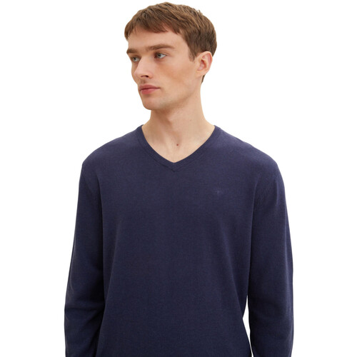 Tom Tailor Strickpullover Pullover V-Neck Blau