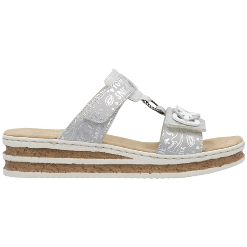 Schuhe Damen Pantoffel Rieker 62936 90-argent/platine Argent Silbern