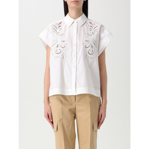 Kleidung Damen 3/4 & 7/8 Jeans Twin Set CAMICIA IN POPELINE CON RICAMO Art. 251TP2171 Weiss