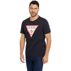 Kleidung Herren T-Shirts Guess T-shirt col rond  Logo Original Blau