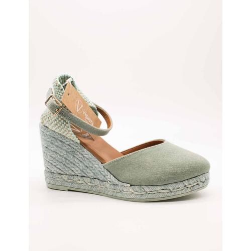 Schuhe Damen Leinen-Pantoletten mit gefloch Viguera  Blau
