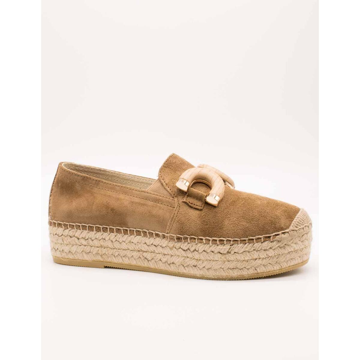 Schuhe Damen Leinen-Pantoletten mit gefloch Viguera  Braun