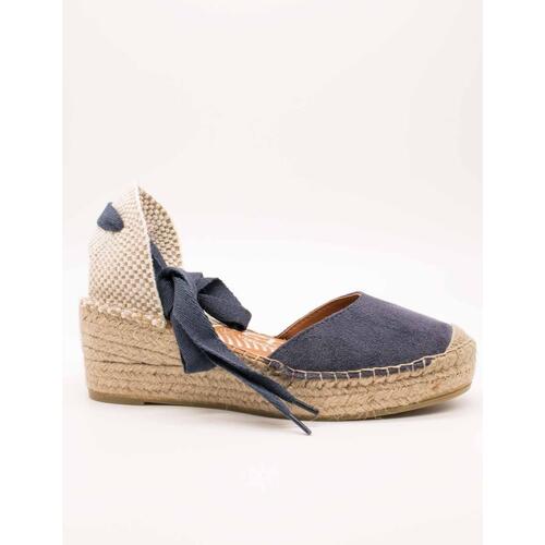 Schuhe Damen Leinen-Pantoletten mit gefloch Viguera  Blau