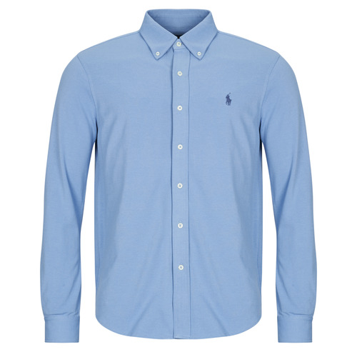 Kleidung Herren Langärmelige Hemden Polo Ralph Lauren CHEMISE AJUSTEE COL BOUTONNE EN POLO FEATHERWEIGHT Blau / Channel / Blau