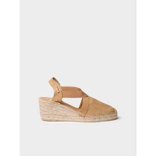 Schuhe Damen Leinen-Pantoletten mit gefloch Toni Pons TER Beige