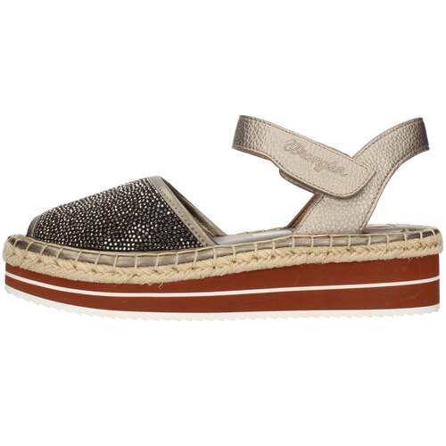 Schuhe Damen Leinen-Pantoletten mit gefloch Wrangler WL161611 Braun