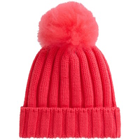 Accessoires Damen Mütze Woolrich Mütze CASHMERE POM POM Beanie Rot