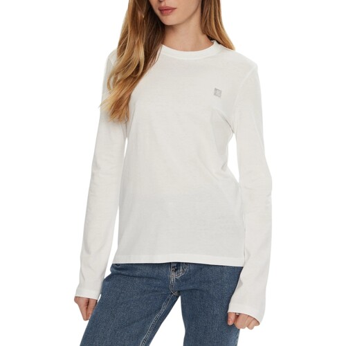 Kleidung Damen T-Shirts Calvin Klein Jeans CK EMBRO REGULAR LON J20J224549 Weiss