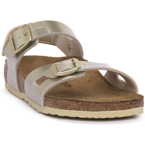 Schuhe Damen Sandalen / Sandaletten BIRKENSTOCK RIO HL KIDS METALLIC GOLD CALZ S Beige