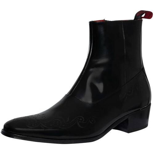 Schuhe Herren Klassische Stiefel Jeffery-West Chelsea-Boots aus Leder mit Blitz-Reißverschluss Schwarz