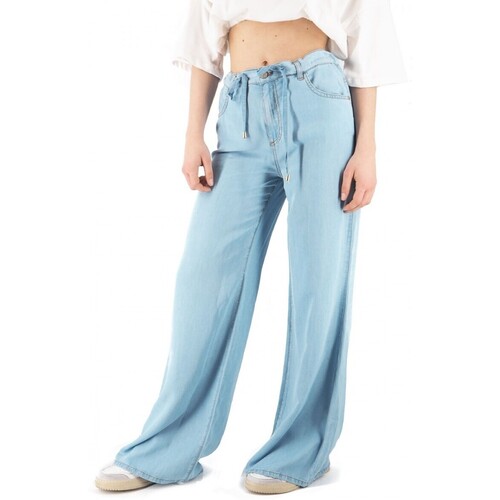 Kleidung Damen Hosen Manila Grace Mittelblaue Hose mit Kordelzug Blau