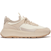 Schuhe Damen Sneaker FitFlop Baskets femme  F-Mode Suede/Knit Flatform Slip-On Laced Beige