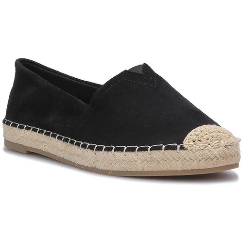 Schuhe Damen Leinen-Pantoletten mit gefloch La Modeuse 73980_P174783 Schwarz