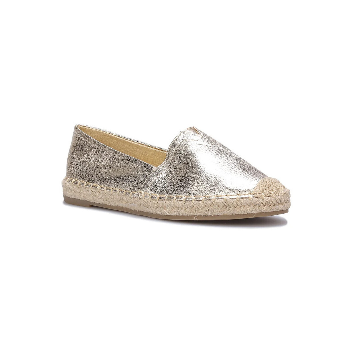 Schuhe Damen Leinen-Pantoletten mit gefloch La Modeuse 73982_P174797 Gold