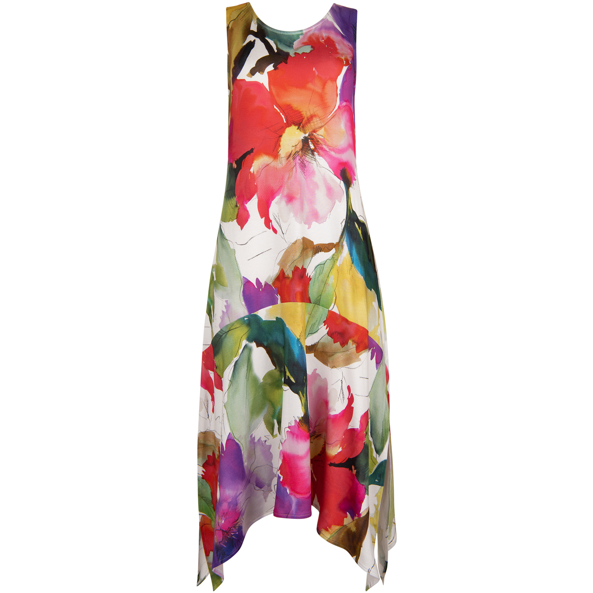 Kleidung Damen Kleider Lisca Ärmelloses halblanges Sommerkleid ROMA Weiss