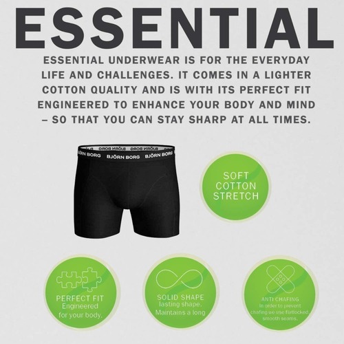 Björn Borg 3-Pack Boxers Contrast Solids Schwarz