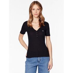 Kleidung Damen T-Shirts & Poloshirts Lee 112333686 HENLEY-BLACK Schwarz